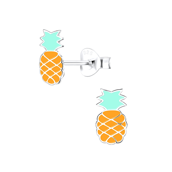 Silver Pineapple Stud Earrings - 9426