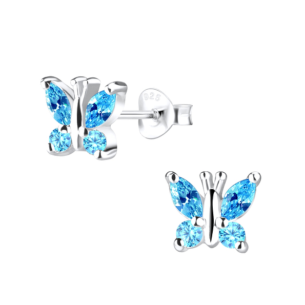 Silver Butterfly Stud Earrings - 9456