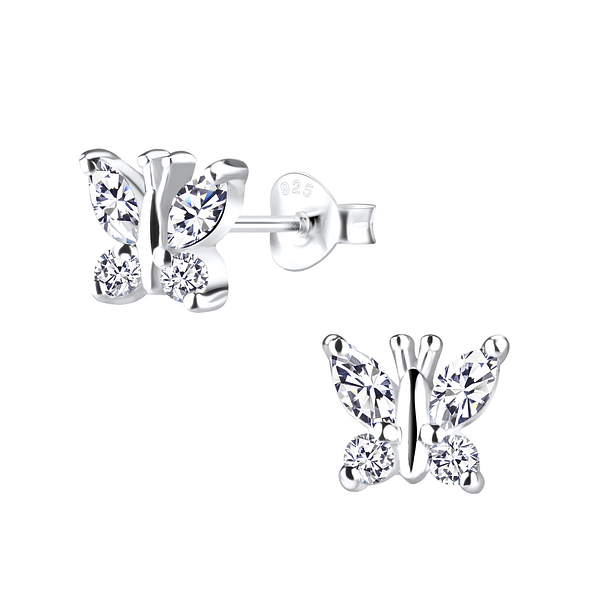 Silver Butterfly Stud Earrings - 9457