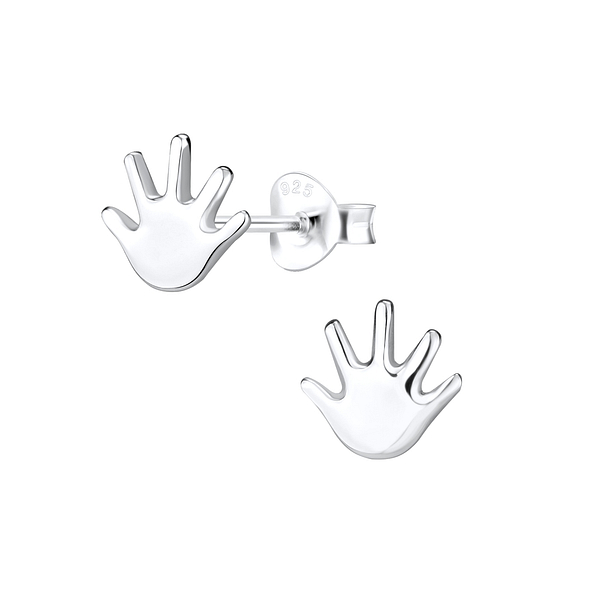 Silver Hand Stud Earrings - 9483