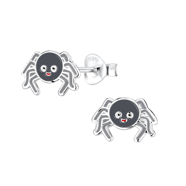 Silver Spider Stud Earrings - 9588