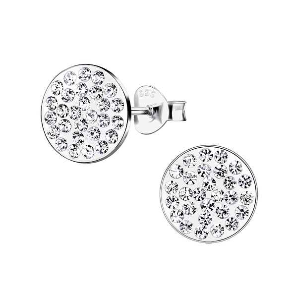 Silver Round Stud Earrings - 9564