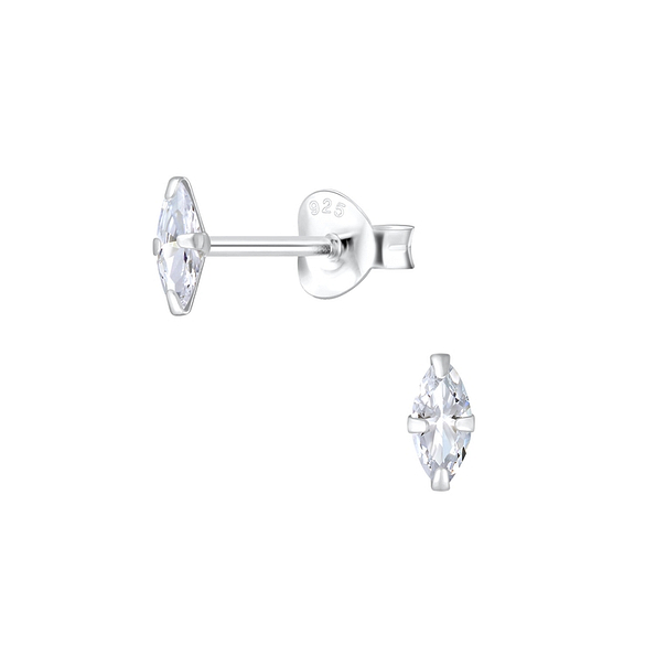 2.5x5mm Marquise Cubic Zirconia Silver Stud Earrings - 9537