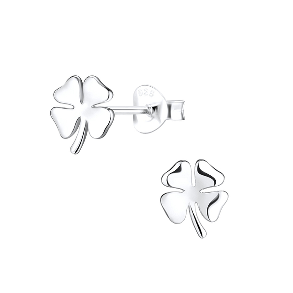 Silver Clover Stud Earrings - 9574