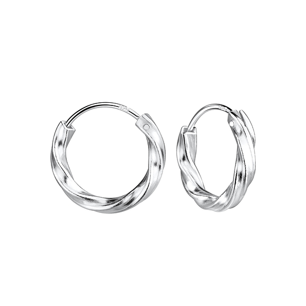 13mm Silver Twist Hoop Earrings - 16402