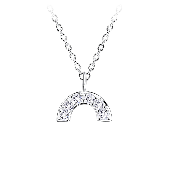Silver Rainbow Cubic Zirconia Necklace - 9607