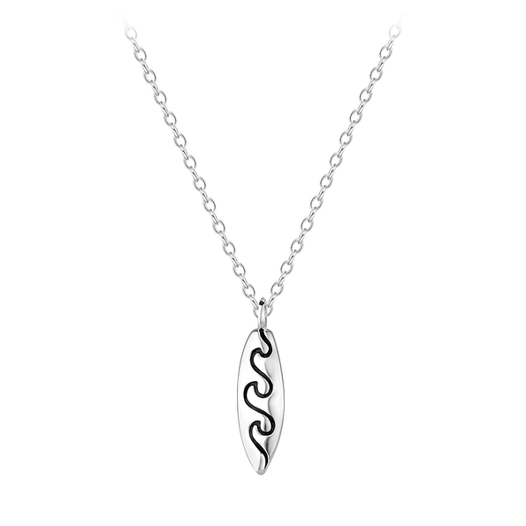 Silver Surfboard Necklace - 8597