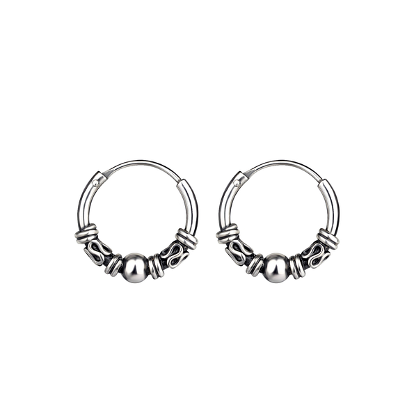 12mm Silver Bali Hoop Earrings - 9616 12mm Silver Bali Hoop Earrings - 9616