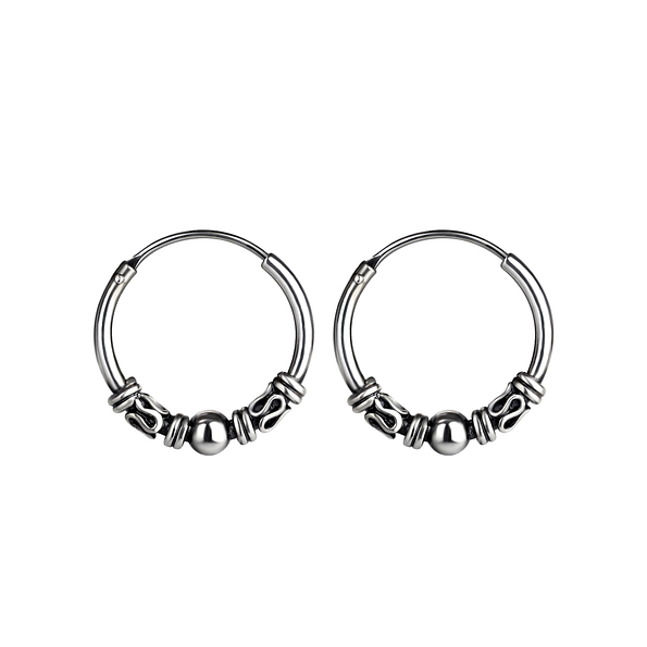 14mm Silver Bali Hoop Earrings - 9617