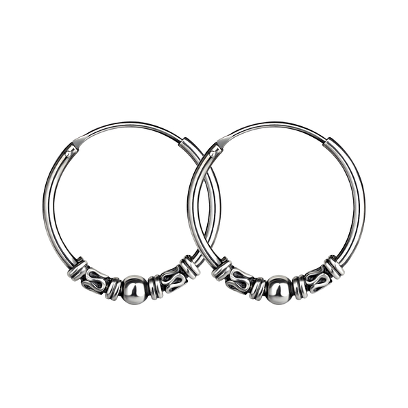 18mm Silver Bali Hoop Earrings - 20978