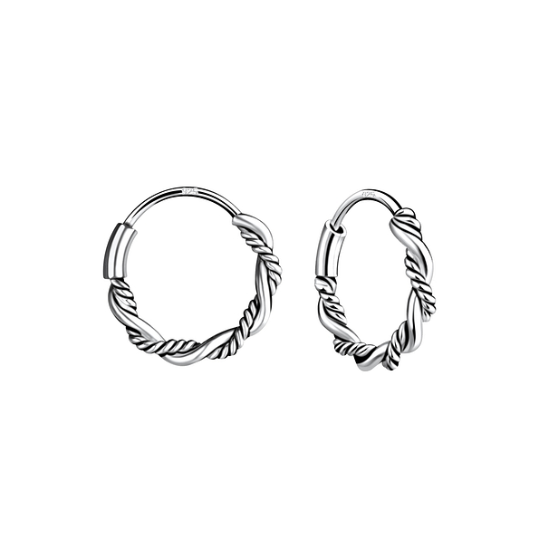 10mm Silver Bali Hoop Earrings - 5252