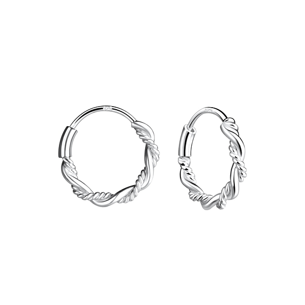 10mm Silver Bali Hoop Earrings - 8664