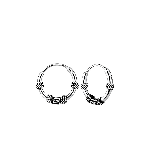 10mm Silver Bali Hoops - 9626