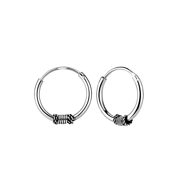 12mm Silver Bali Hoop Earrings - 9657