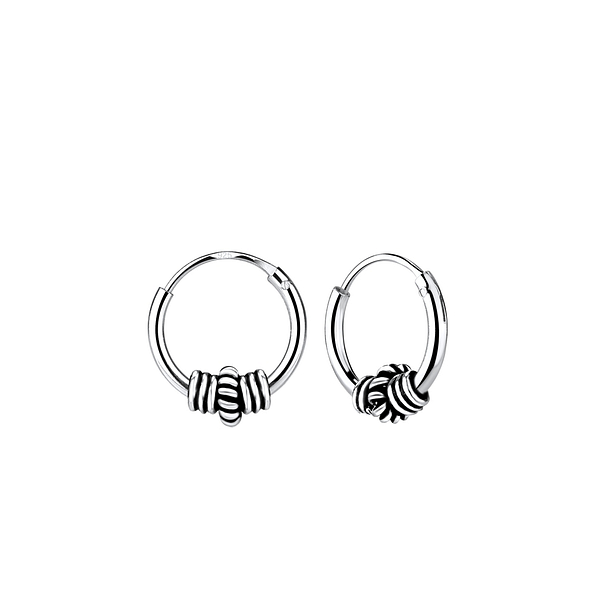 10mm Silver Bali Hoop Earrings - 9646