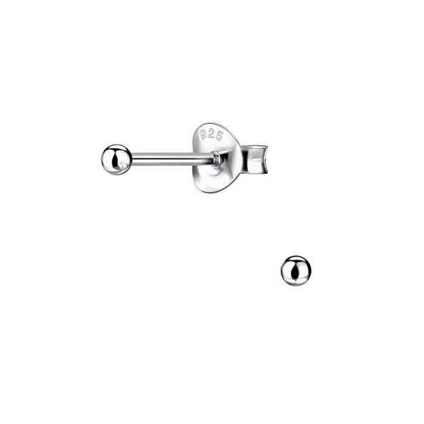 2mm Silver Ball Stud Earrings - 9707