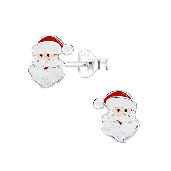 Silver Santa Claus Stud Earrings - 9665