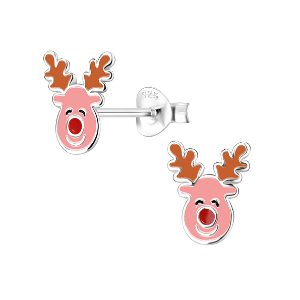Silver Reindeer Stud Earrings - 9674