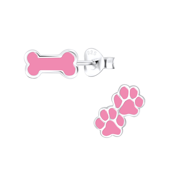 Silver Dog Lovers Stud Earrings - 9661