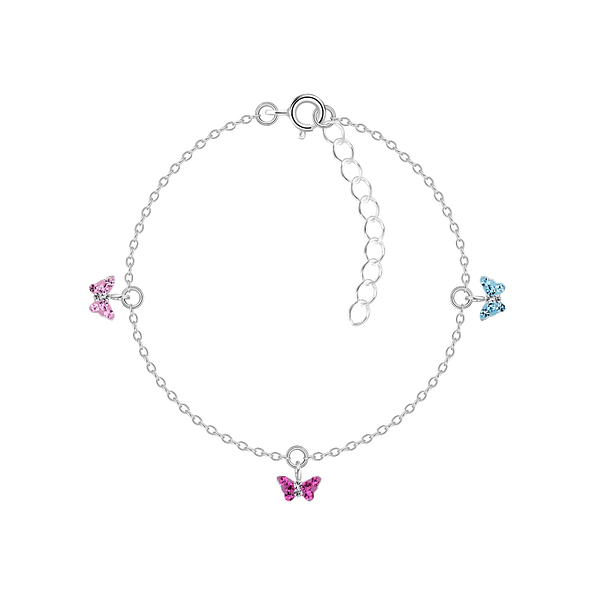 Silver Butterfly Crystal Bracelet - 9962
