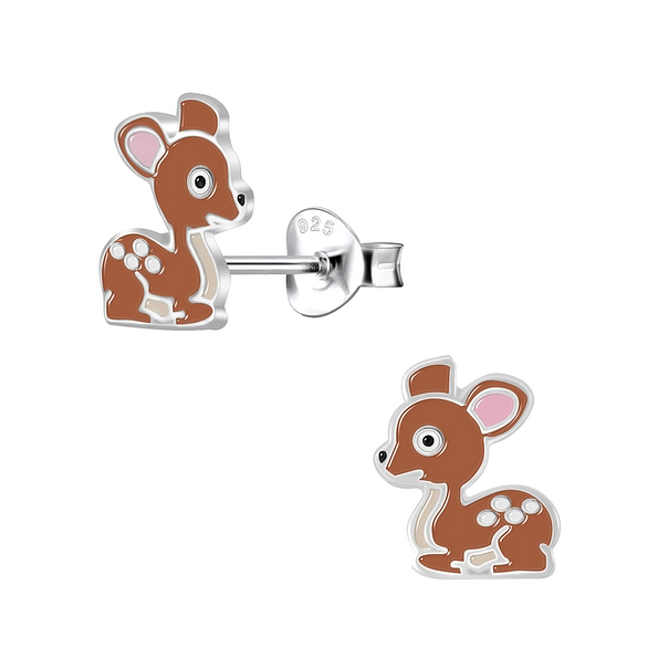 Silver Deer Stud Earrings - 9868