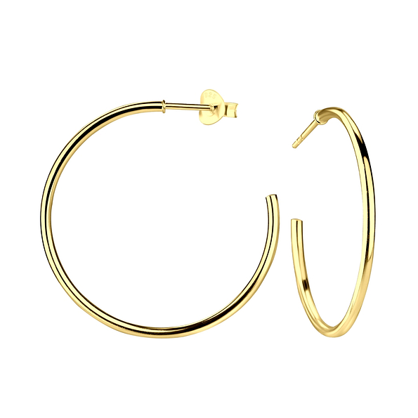 Silver Half Hoop Stud Earrings - 9940