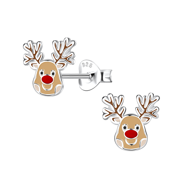 Silver Reindeer Stud Earrings - 9675