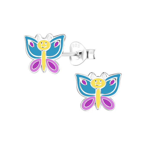 Silver Butterfly Stud Earrings - 9728