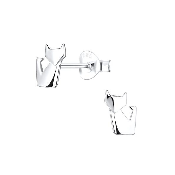 Silver Fox Stud Earrings - 9777