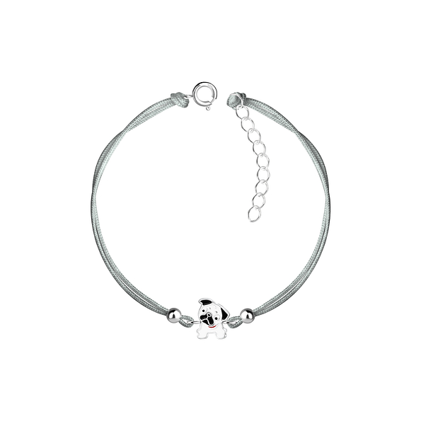 Silver Bulldog Cord Bracelet - 9919