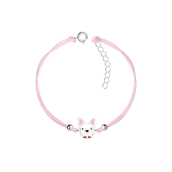 Silver French Bulldog Cord Bracelet - 9928