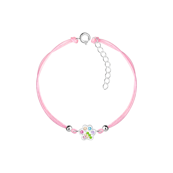 Silver Paw Print Cord Bracelet - 9907