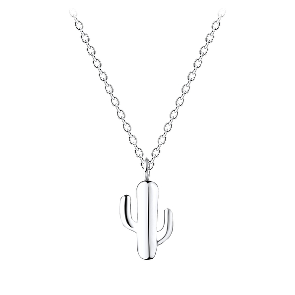 Silver Cactus Necklace - 9782