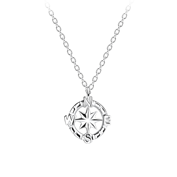 Silver Compass Necklace - 10620