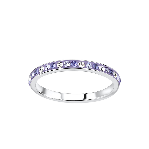 2mm Band Crystal Silver Ring - 9788
