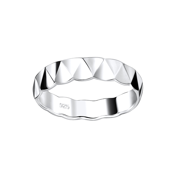 Silver Patterned Ring - 9511