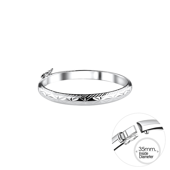 5mm Silver Kids Bangle with Diamond Cut - 9992