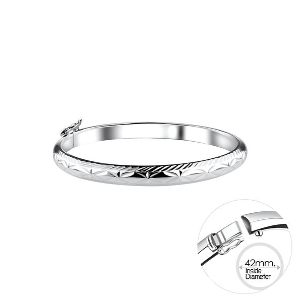 5mm Silver Kids Bangle with Diamond Cut - 9993