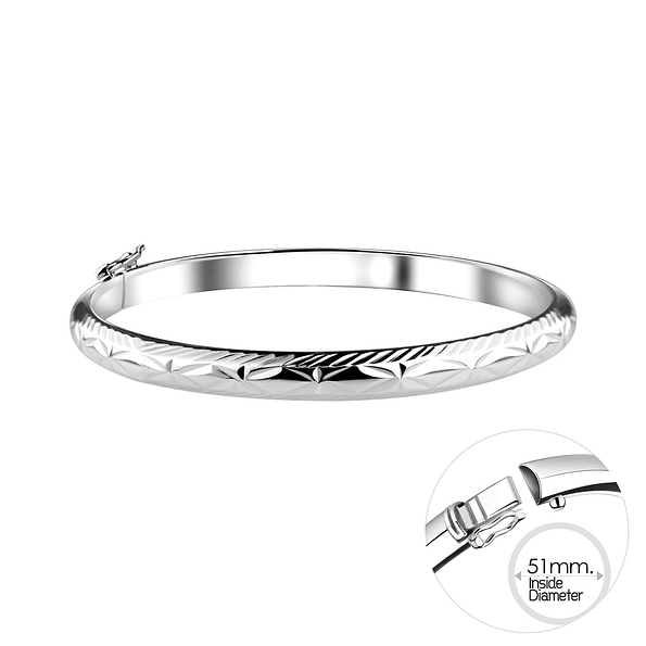 5mm Silver Bangle with Diamond Cut - 9994