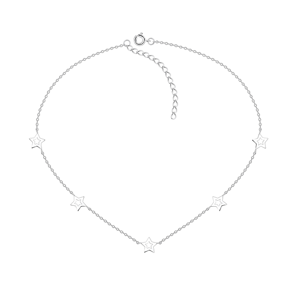 Silver Star Choker Necklace - 10144
