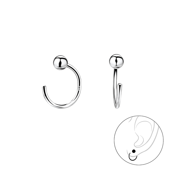 3mm Silver Ball Ear Huggers - 10138
