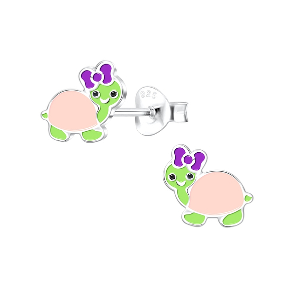 Silver Turtle Stud Earrings - 10517