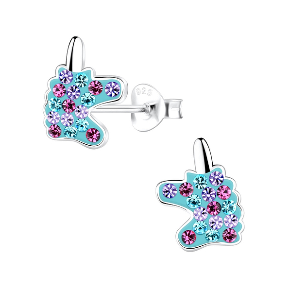Silver Unicorn Stud Earrings - 10601