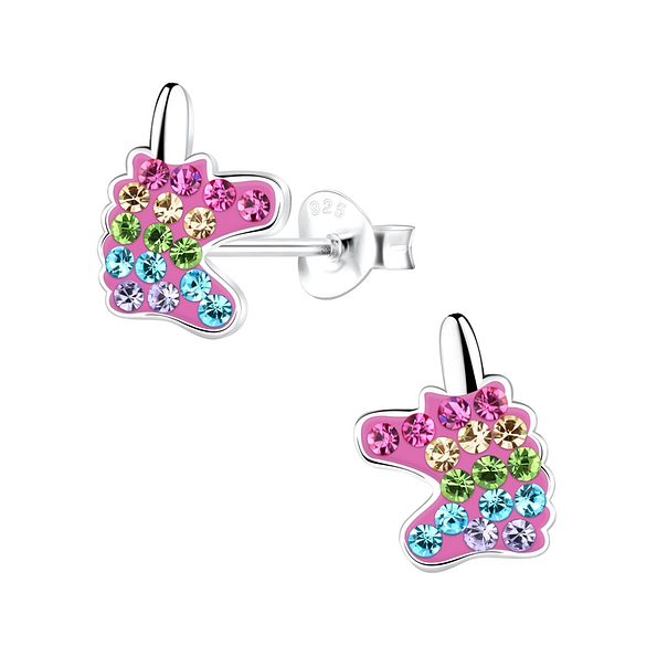 Silver Unicorn Stud Earrings - 10602