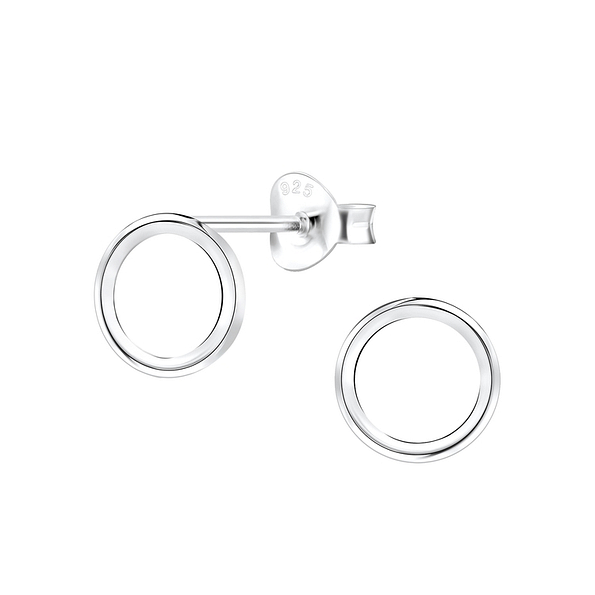 Silver Circle Stud Earrings - 10111