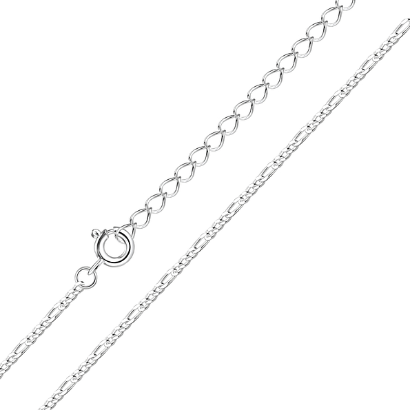 135cm Silver Figaro Chain With Extension - 10115