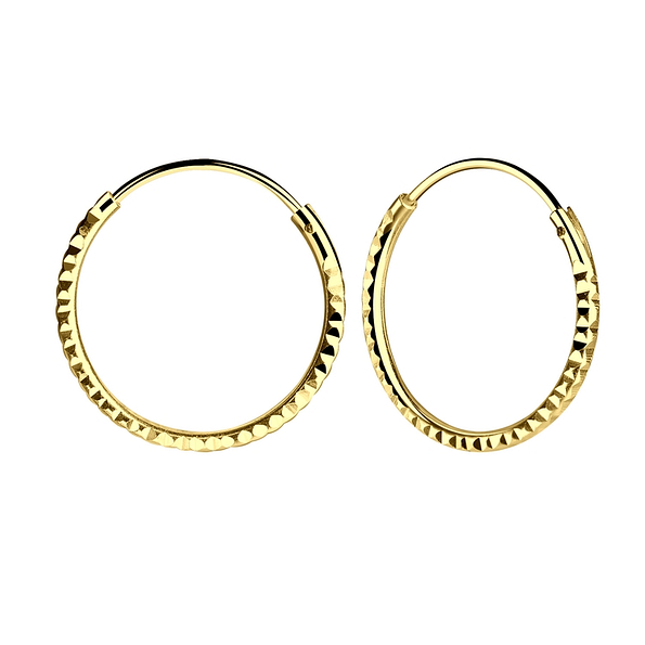 18mm Silver Diamond Cut Hoop Earrings - 9384