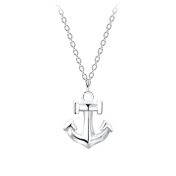 Silver Anchor Necklace - 9490
