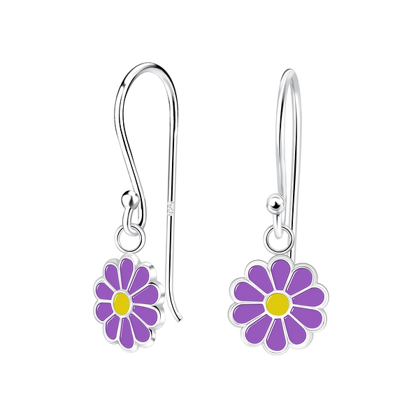 Silver Daisy Flower Earrings - 10261