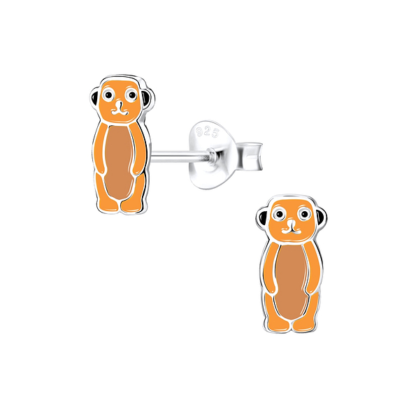 Silver Meerkat Stud Earrings - 7249